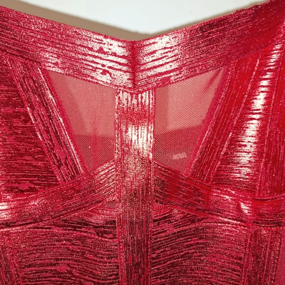 Red Halter Metallic Bandage Mini Dress ♥️ - Picture 2 of 6
